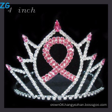 Gorgeous crystal cancer pink ribbon symbol tiara crown pink crystal peace crown